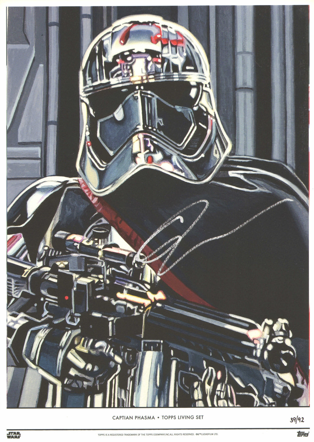 Gwendoline Christie as Captain Phasma in Star Wars: The Last Jedi (JSA) Signed 10x14 Topps Living Set Art Print #39/92