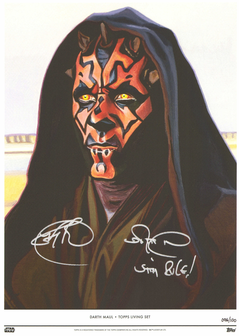 Ray Park & Peter Serafinowicz as Darth Maul in Star Wars Episode I: The Phantom Menace (JSA) Signed 10x14 Topps Living Set Art Print #96/100