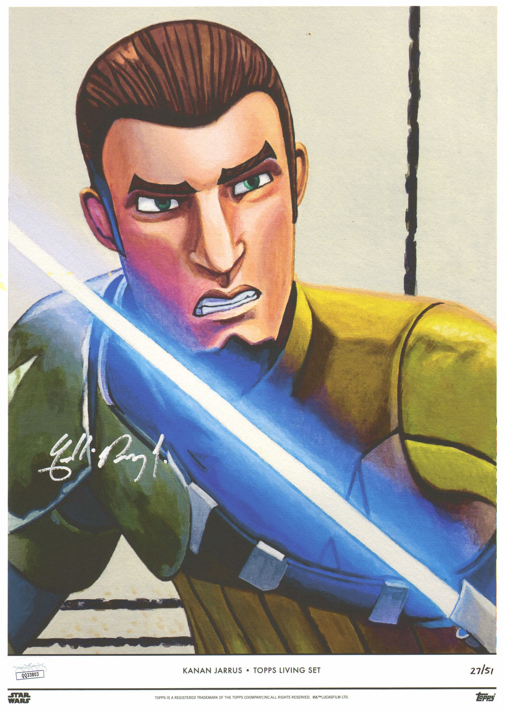 Freddie Prinze Jr. as Kanan Jarrus in Star Wars: Rebels (JSA) Signed 10x14 Topps Living Set Art Print #27/51