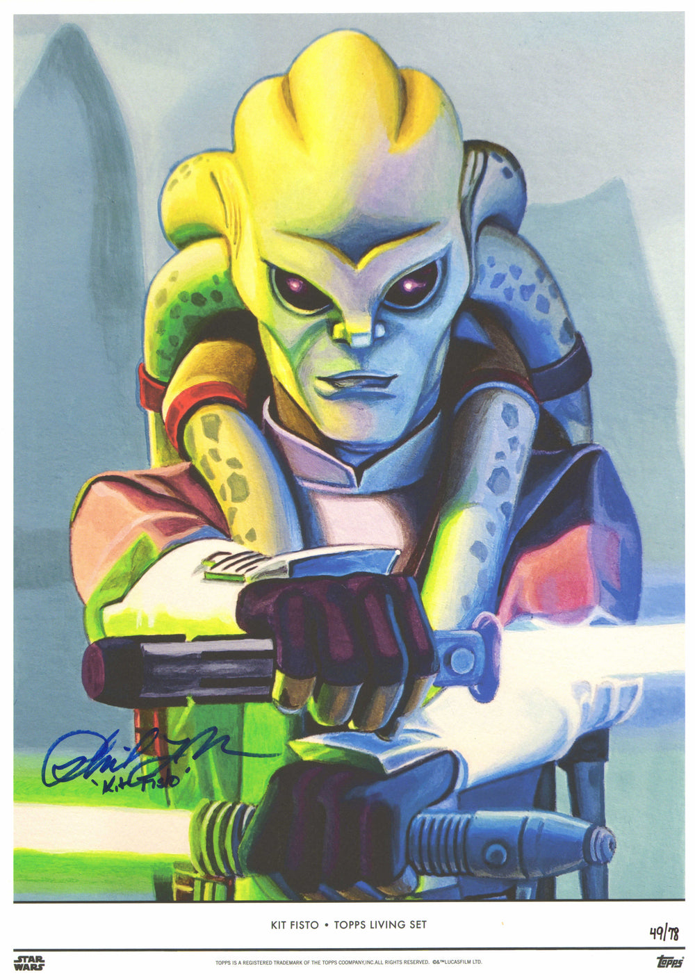 Phil LaMarr as Kit Fisto Tano in Star Wars: The Clone Wars (JSA) Signed 10x14 Topps Living Set Art Print #49/78 with Character Name