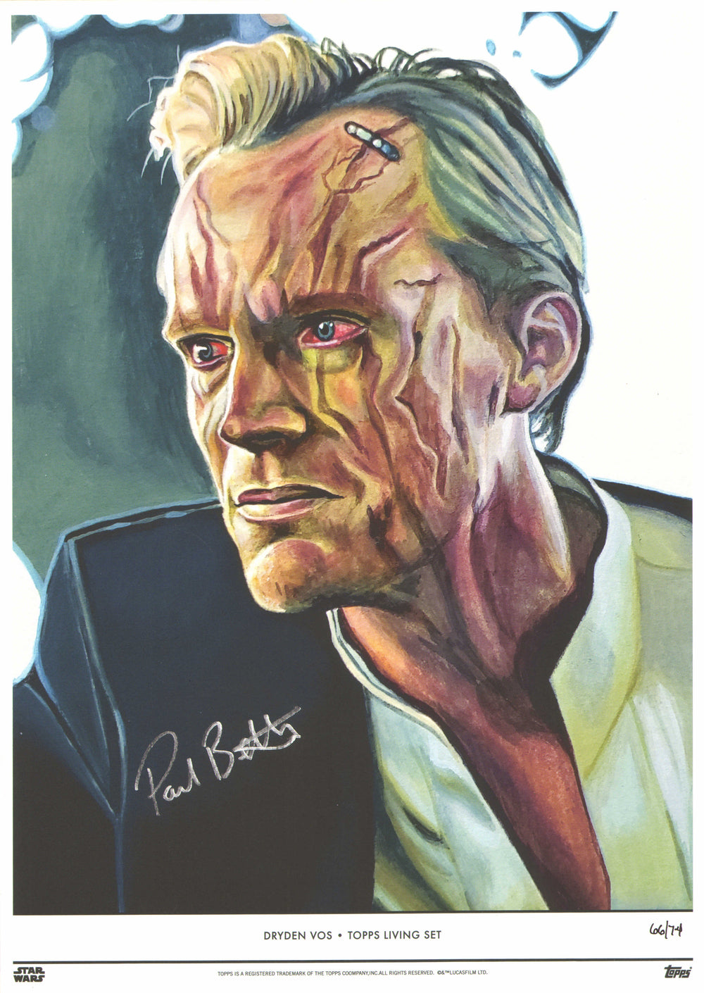 Paul Bettany as Dryden Vos in Solo: A Star Wars Story (JSA) Signed 10x14 Topps Living Set Art Print #66/74