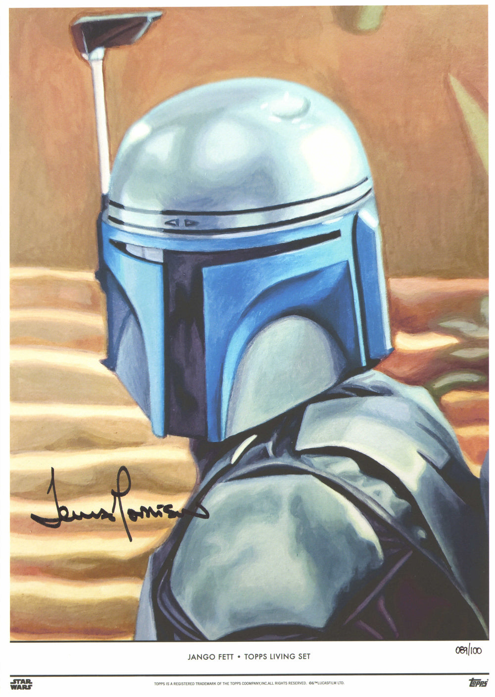 Temuera Morrison as Jango Fett in Star Wars Episode II: Attack of the Clones (Beckett) Signed 10x14 Topps Living Set Art Print #89/100
