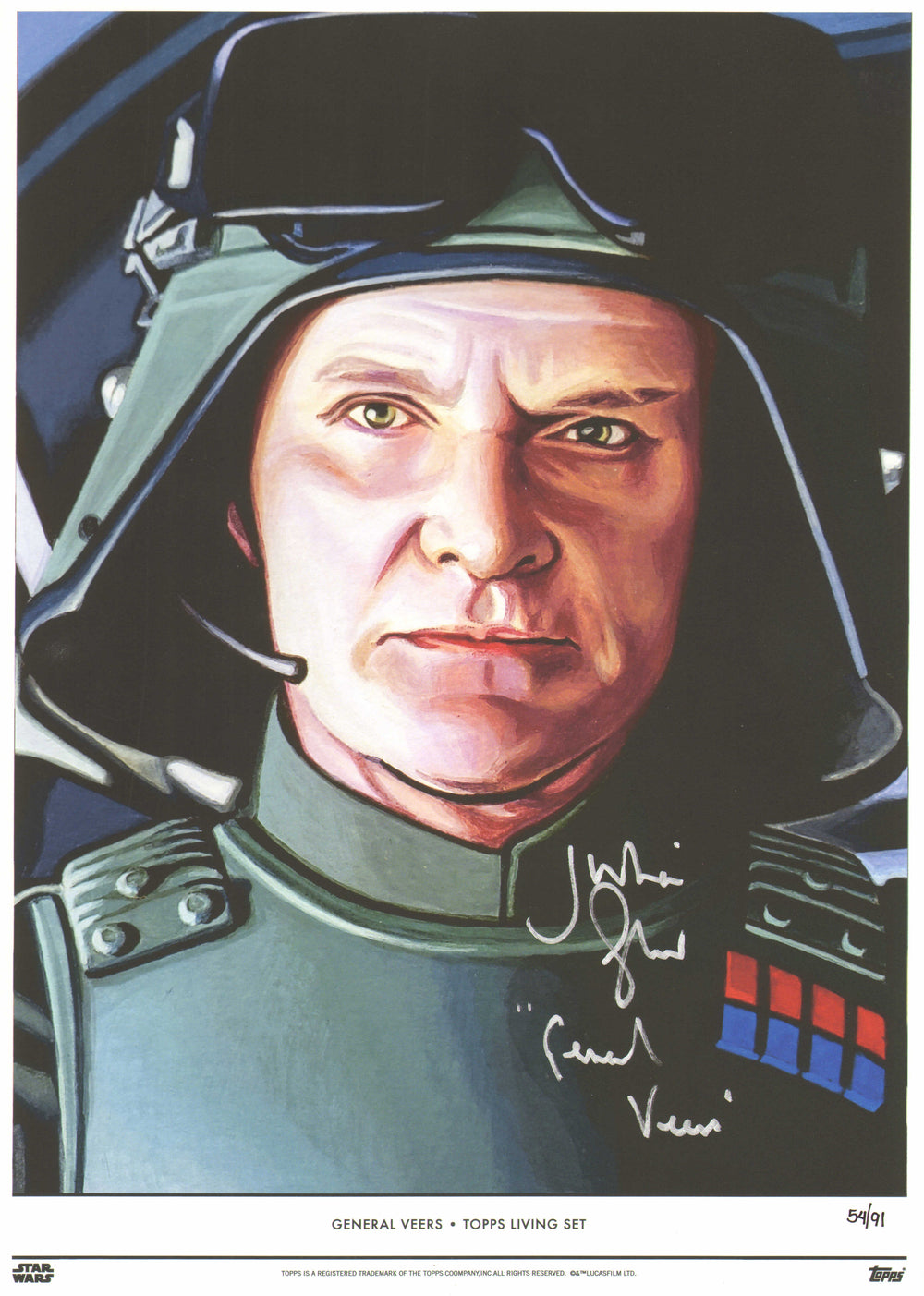 Julian Glover as General Veer in Star Wars: The Empire Strikes Back (JSA) Signed 10x14 Topps Living Set Art Print #54/91 with Character Name