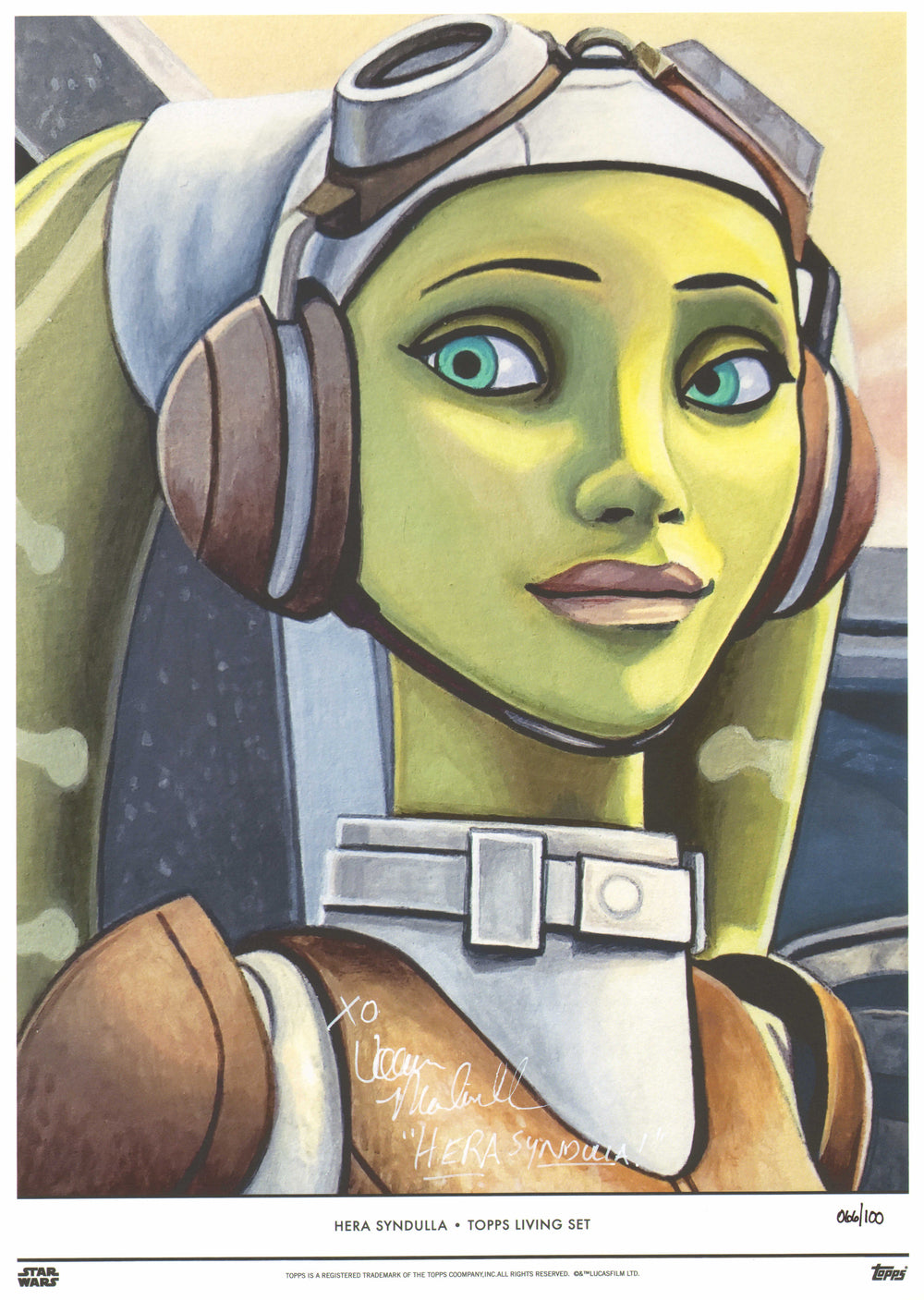 Vanessa Marshall as Hera Syndulla in Star Wars: Rebels Signed 10x14 Topps Living Set Art Print #66/100 with Character Name