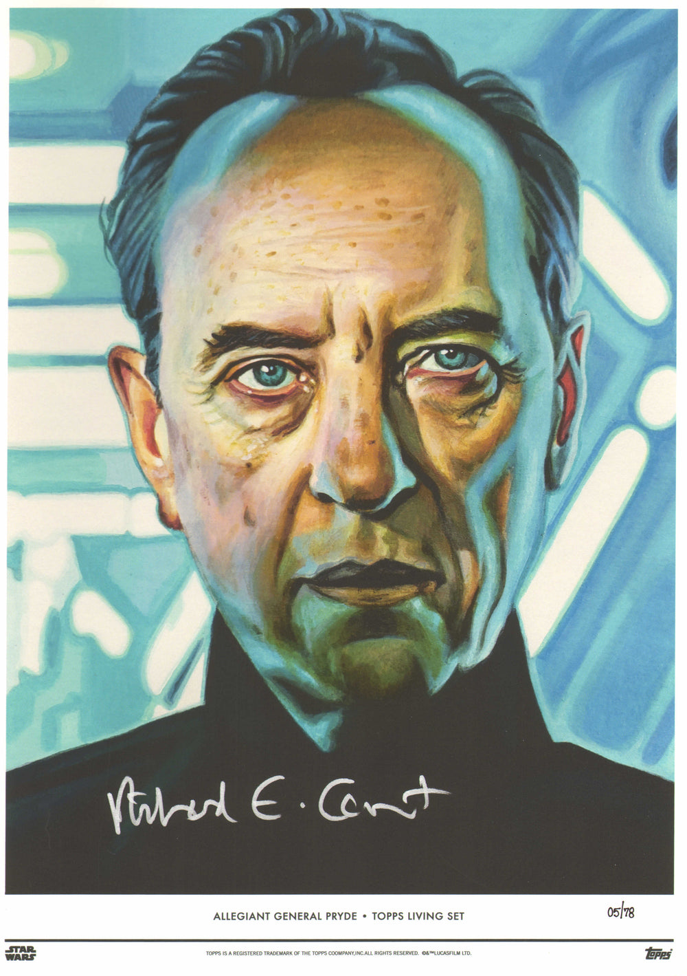 Richard E. Grant as Allegiant General Pryde in Star Wars: The Rise of Skywalker (Beckett) Signed 10x14 Topps Living Set Art Print #5/78
