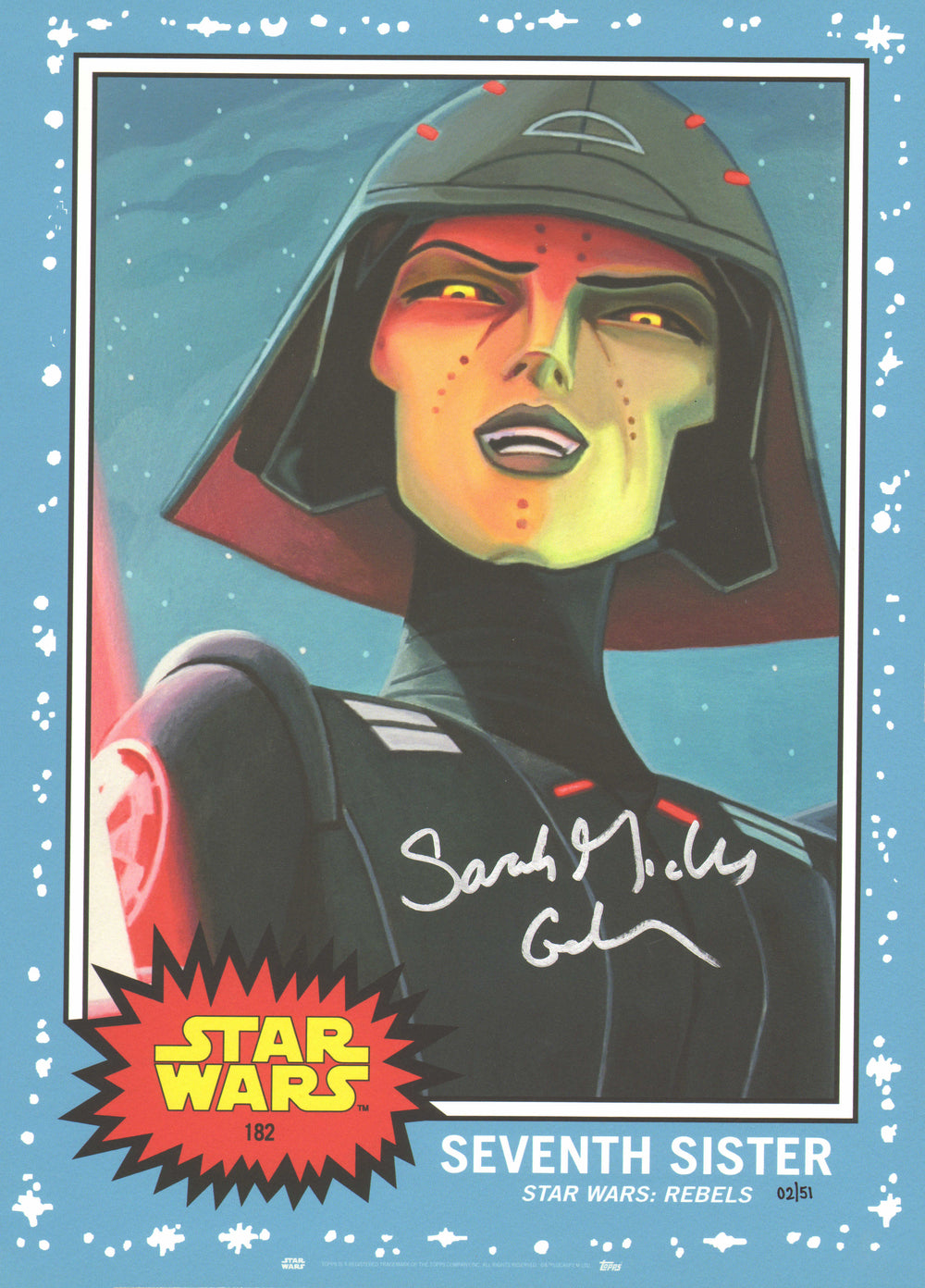 Sarah Michelle Gellar as Seventh Sister in Star Wars: Rebels (JSA) Signed 10x14 Topps Living Set Art Print #2/51