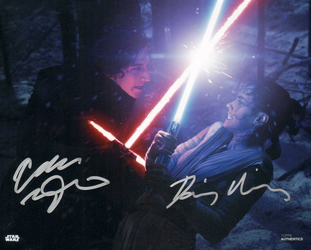 Daisy Ridley as Rey & Adam Driver as Kylo Ren in Star Wars: The Force Awakens Signed 8x10 Photo