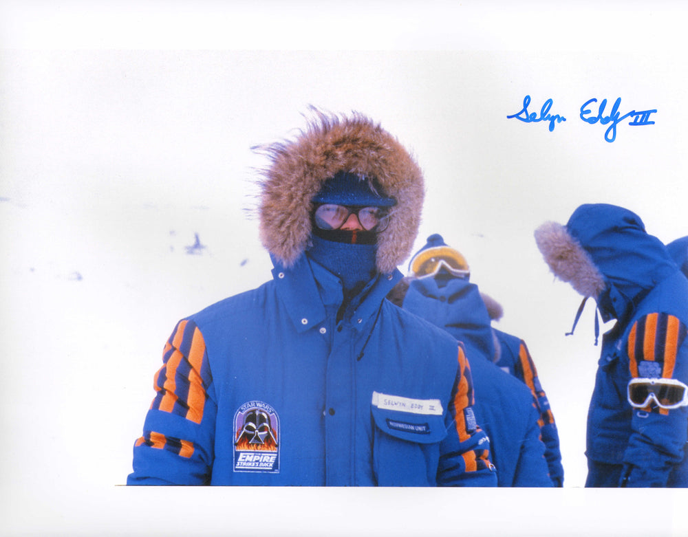 Selwyn Eddy III in Crew Jacket Behind the Scenes of Star Wars: The Empire Strikes Back Signed 11x14 Photo