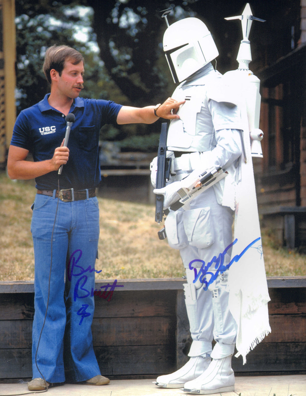 Ben Burtt Sound Designer & Duwayne Dunham Boba Fett White Prototype Stand-In Behind the Scenes of Star Wars: The Empire Strikes Back Signed 11x14 Photo