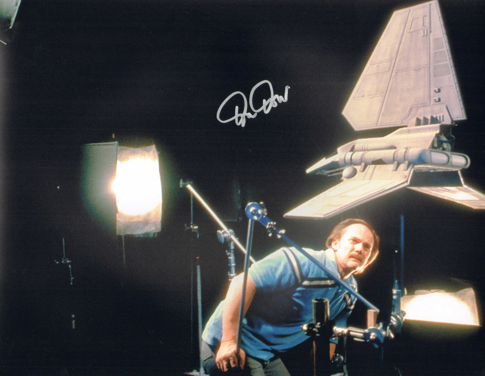 Don Dow with Imperial Shuttle Model Behind the Scenes of Star Wars: The Empire Strikes Back Signed 11x14 Photo
