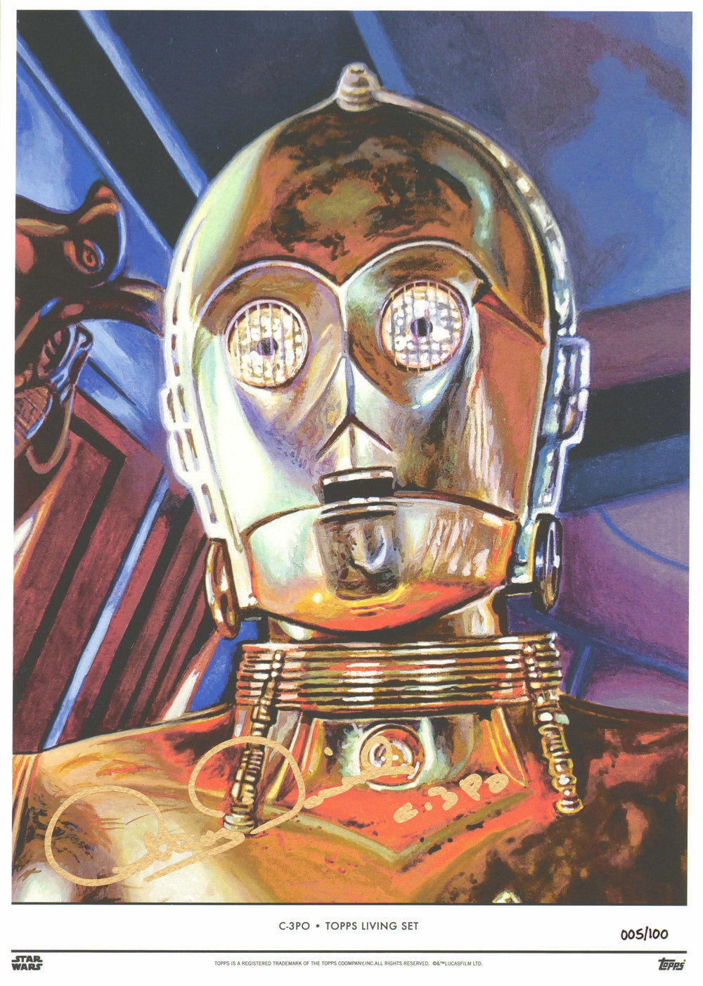 Anthony Daniels as C-3PO in Star Wars: The Empire Strikes Back (Official Pix) Signed 10x14 Topps Living Set Art Print #5/100 with Character Name