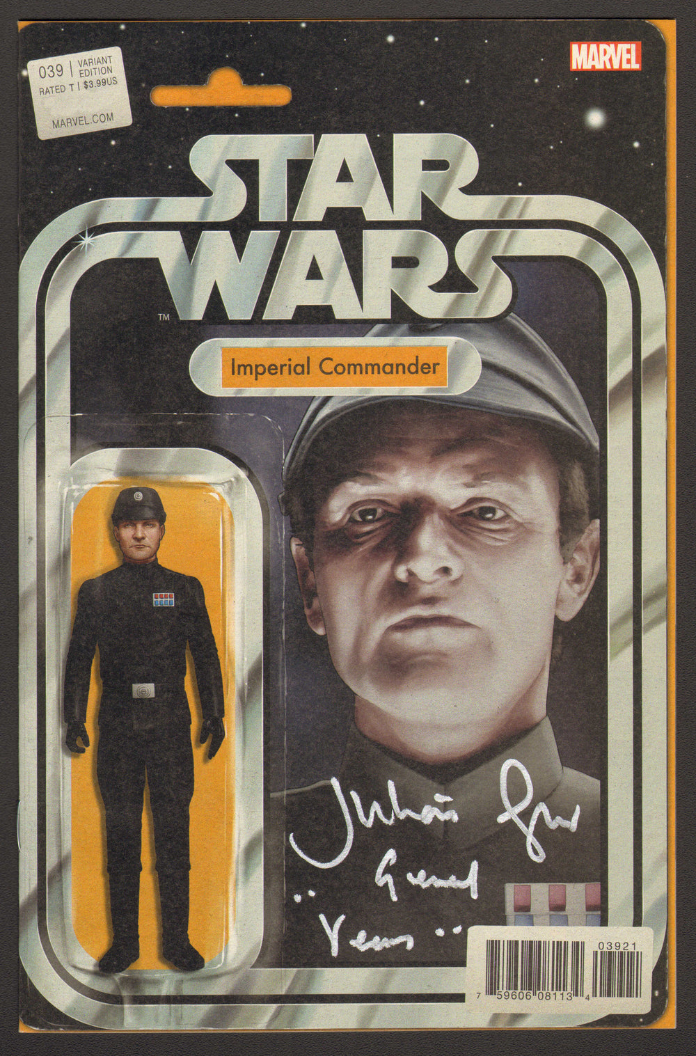 Star Wars #39 Action Figure Variant Comic Book - Signed by Actor Julian Glover as General Veer from Star Wars: The Empire Strikes Back with Character Name
