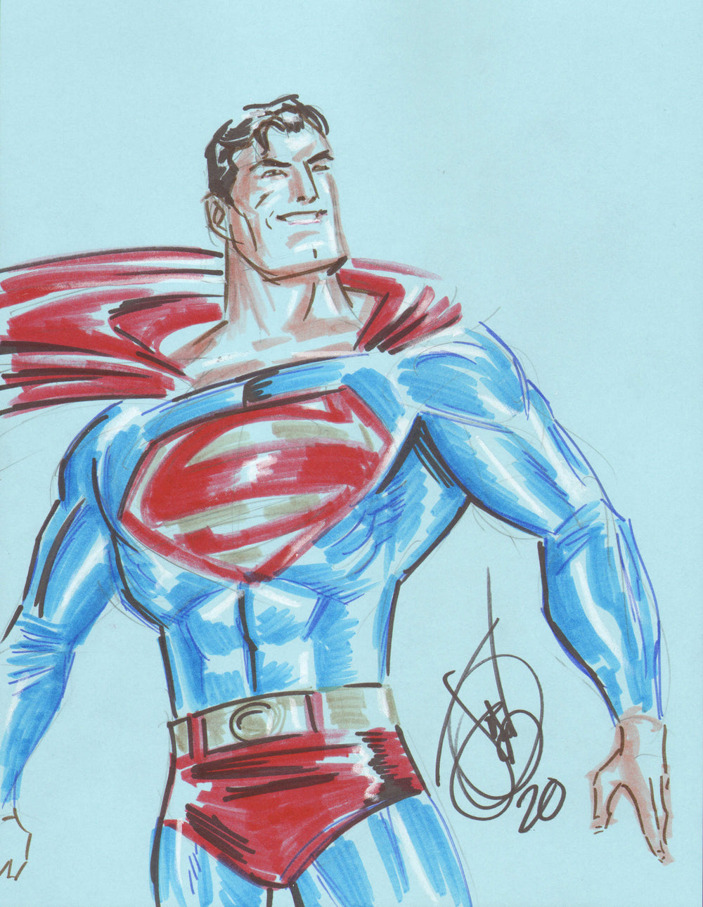 Superman Original Art Drawing by Comic Book Artist: John Delaney