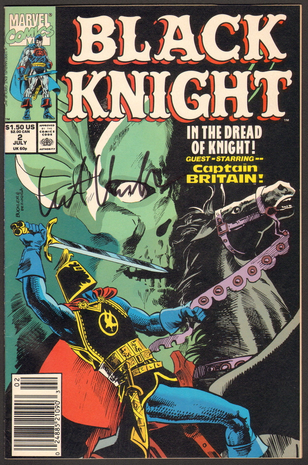 Black Knight #2 Comic Book - Signed by Kit Harrington as Black Knight / Dane Whitman from The Eternals