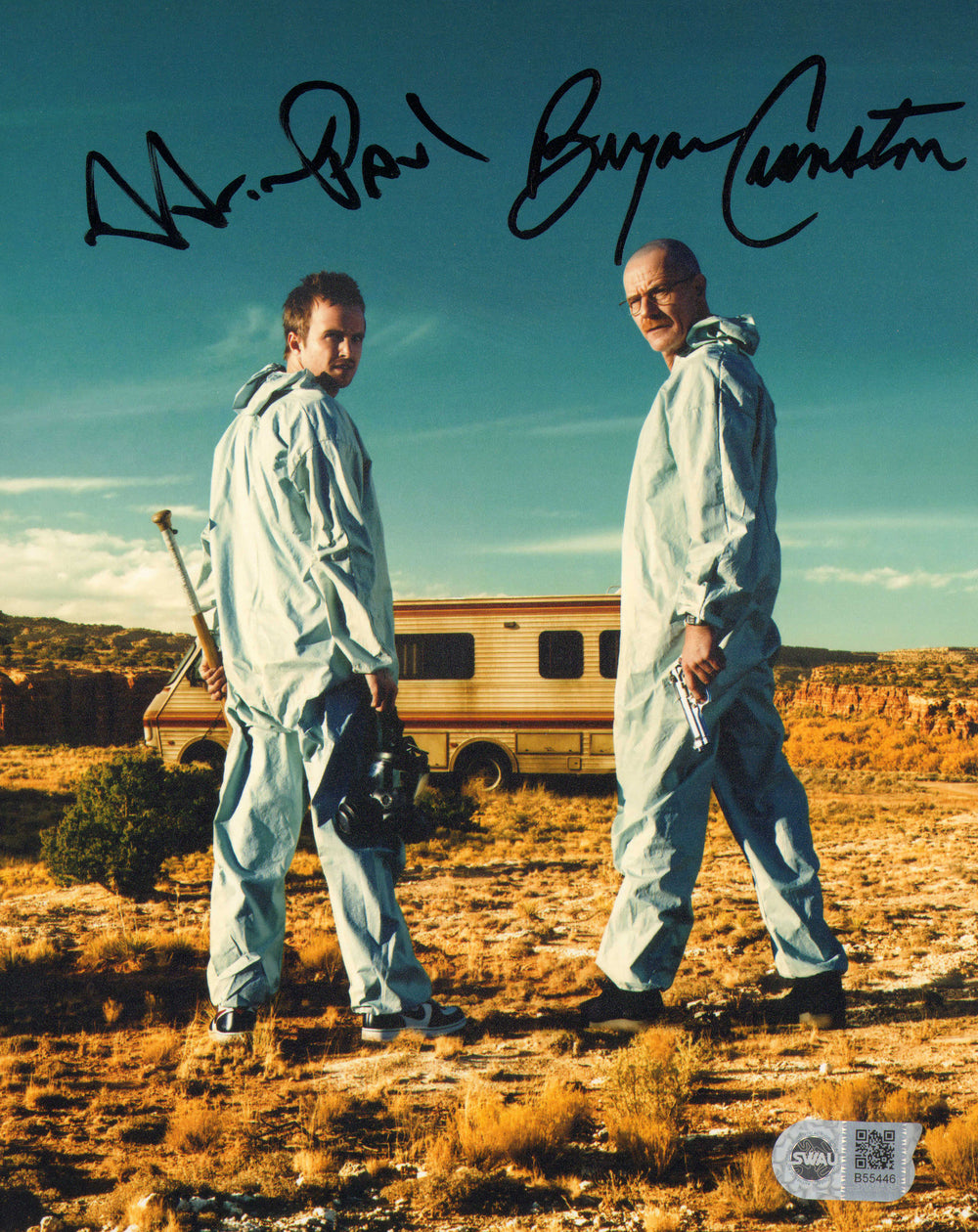 Bryan Cranston as Walter White & Aaron Paul as Jesse Pinkman in Breaking Bad (SWAU) Signed 8x10 Photo