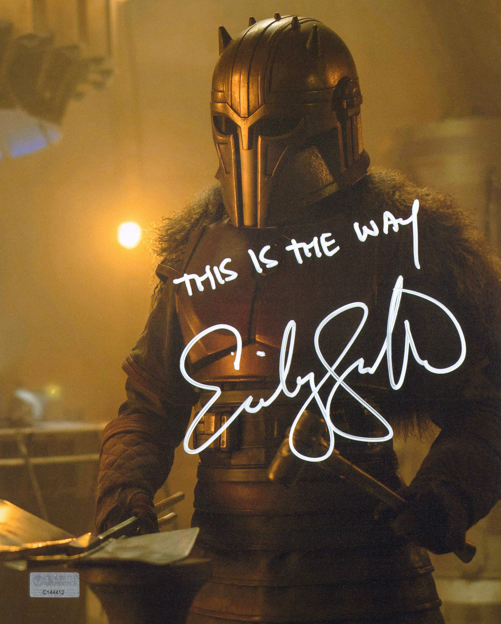 Emily Swallow as the Armorer in Star Wars: The Mandalorian (Celebrity Authentics) Signed 8x10 Photo with Quote