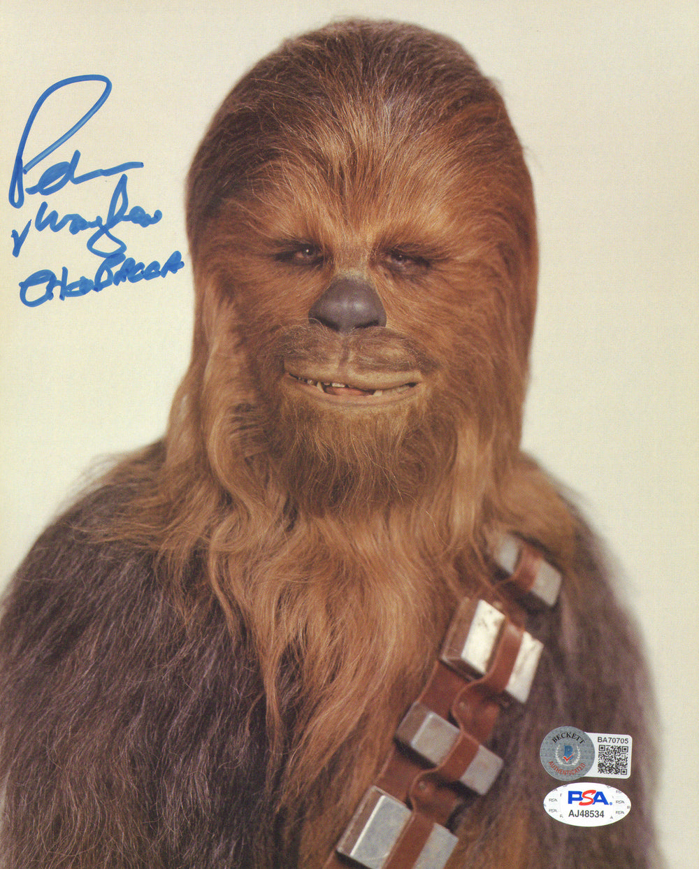 Peter Mayhew as Chewbacca in Star Wars (Beckett / PSA) Signed 8x10 Photo with Character Name