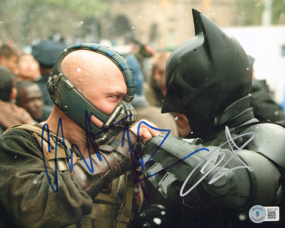 Tom Hardy as Bane & Christian Bale as Batman in Batman: The Dark Knight Rises (Beckett) Signed 8x10 Photo
