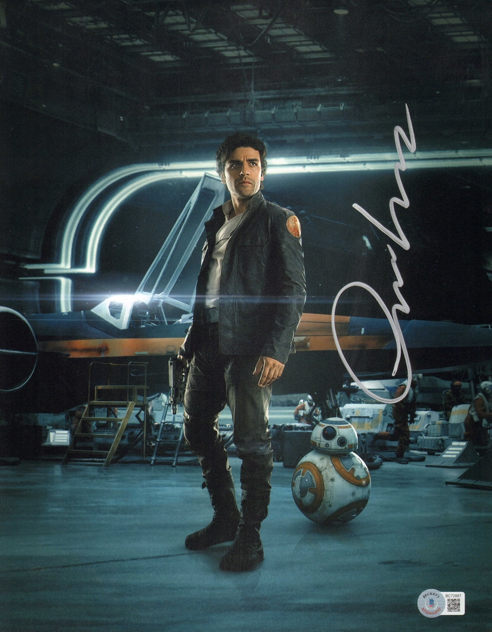 Oscar Isaac as Poe Dameron in Star Wars: The Last Jedi (Beckett) Signed 11x14 Photo