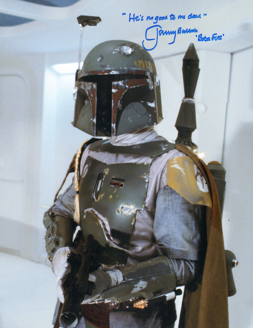 Jeremy Bulloch as Boba Fett in Star Wars: The Empire Strikes Back (SWAU) Signed 11x14 Photo with Character Name & Quote