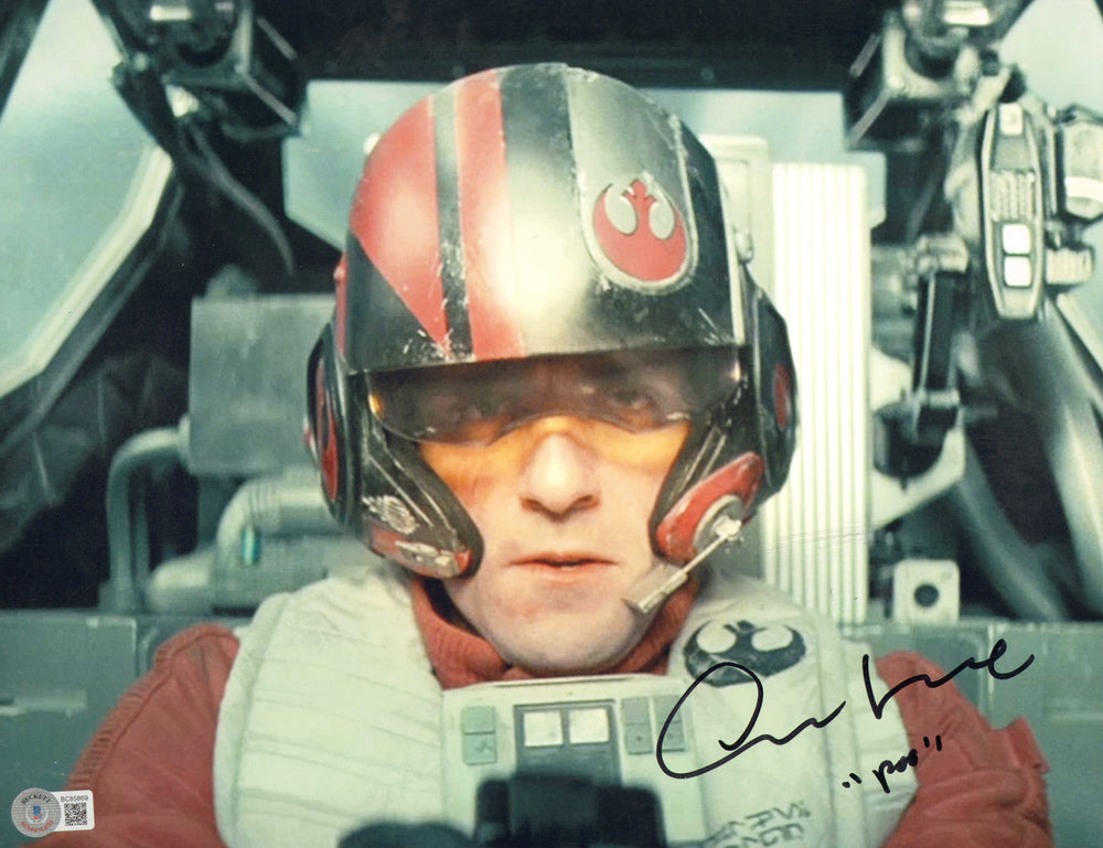 Oscar Isaac as Poe Dameron in Star Wars: The Force Awakens (Beckett) Signed 11x14 Photo with Character Name