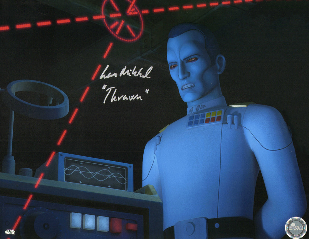 Lars Mikkelsen as Grand Admiral Thrawn in Star Wars: Rebels (SWAU) Signed 11x14 Photo with Character Name