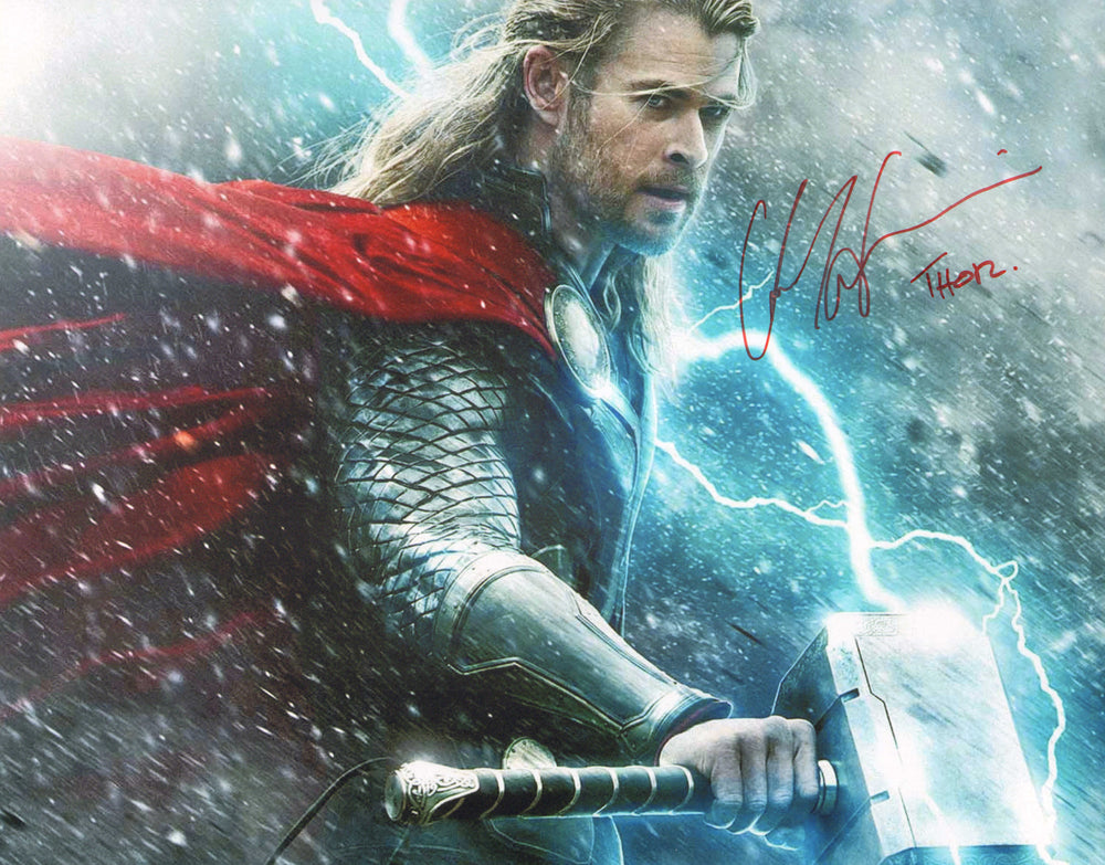 Chris Hemsworth as Thor in Thor: The Dark World (Official Pix) Signed 11x14 Photo with Character Name