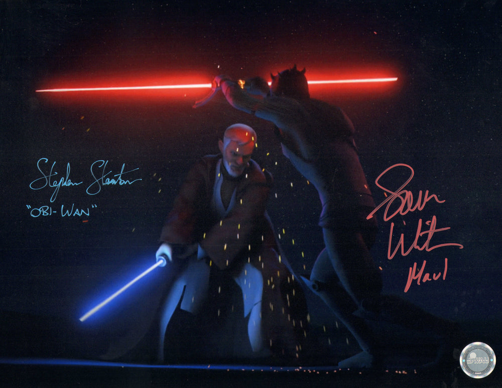 Stephen Stanton as Obi-Wan Kenobi & Sam Witwer as Darth Maul in Star Wars: Rebels (SWAU) Signed 11x14 Photo with Character Names