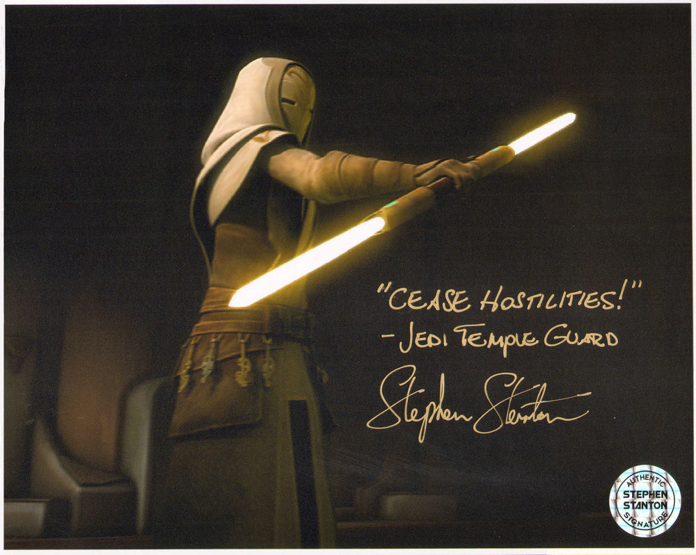 Stephen Stanton as Jedi Temple Guard in Star Wars: Rebels Signed 8x10 Photo with Character Name & Quote