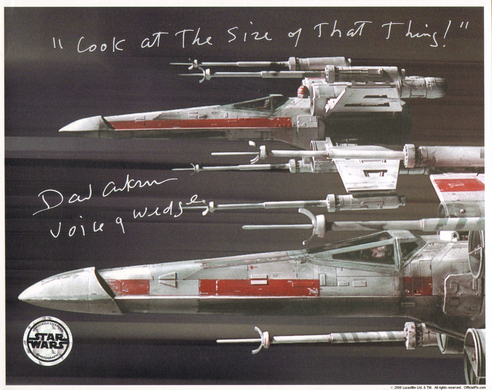 David Ankrum as Voice of Wedge Antilles in Star Wars: A New Hope (Official Pix) Signed 8x10 Photo with Character Name & Quote