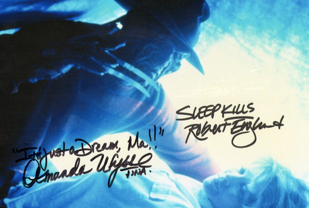 Robert Englund as Freddy Krueger & Amanda Wyss as Tina Gray in A Nightmare on Elm Street Signed 8x11.75 Photo with Character Name & Quotes
