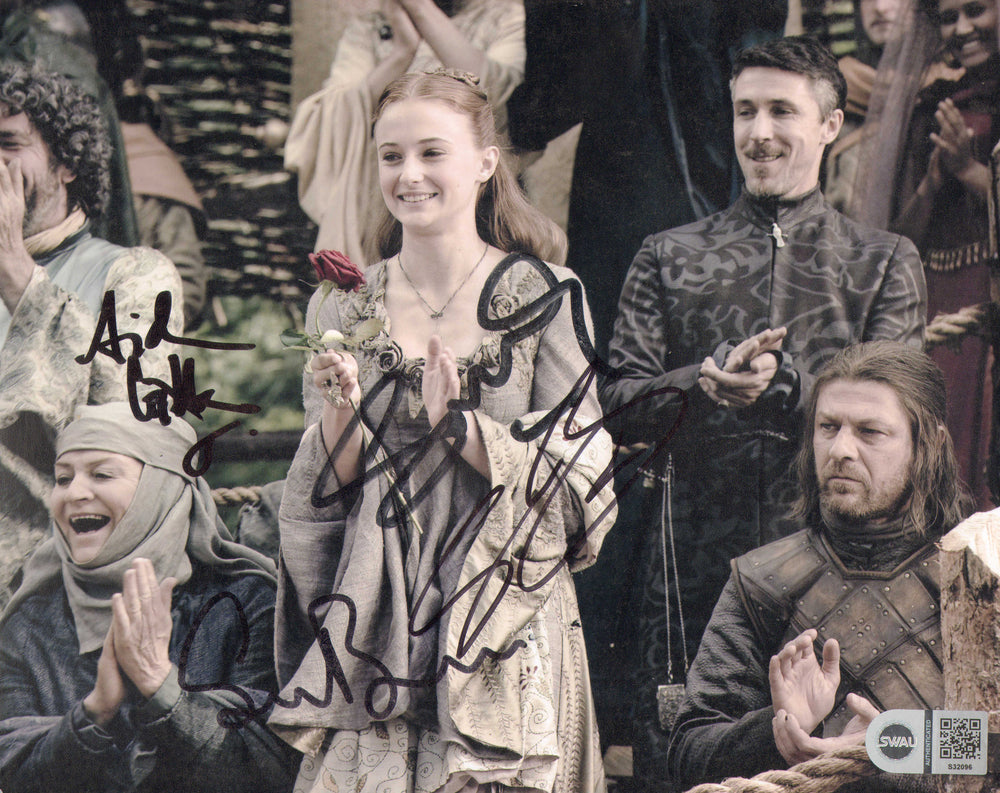 Game of Thrones (SWAU) 8x10 Photo Cast Signed by Sophie Turner, Aidan Gillian, Sean Bean, & Susan Brown