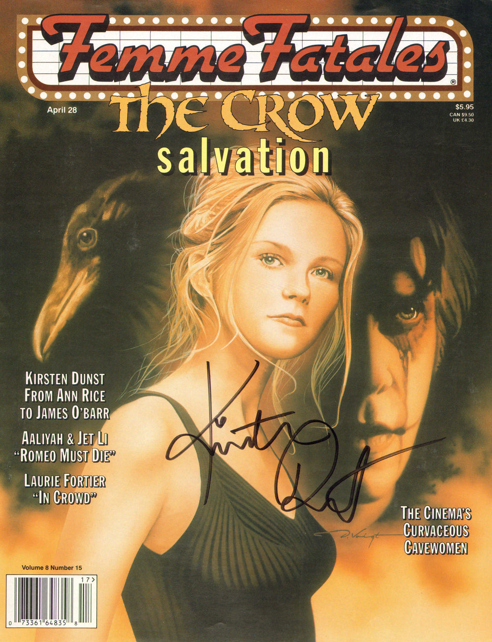 Kirsten Dunst as Erin Randall in The Crow: Salvation Signed 8.5x11 Magazine Cover