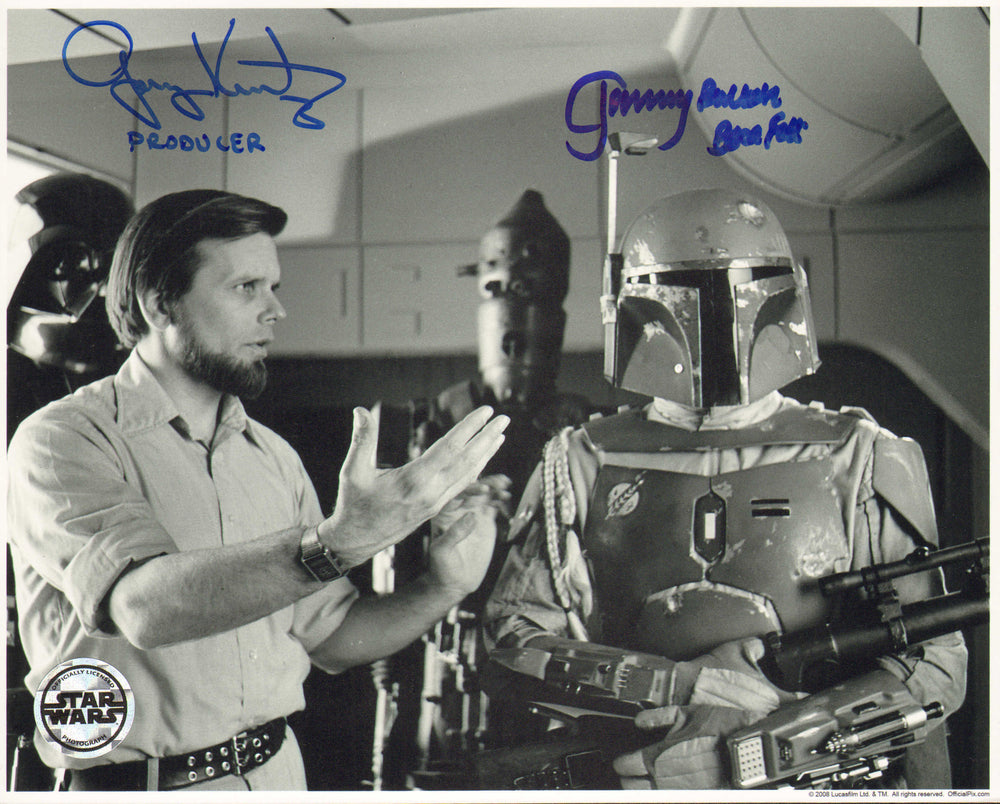 Jeremy Bulloch as Boba Fett & Gary Kurtz Producer Behind the Scenes of Star Wars: The Empire Strikes Back (Official Pix) Signed 8x10 Photo with Character Name