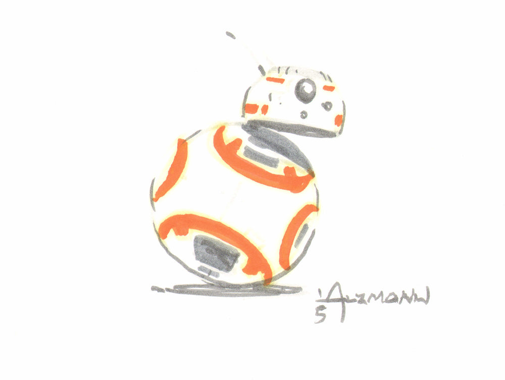 Christian Alzmann Concept Artist of BB-8 in Star Wars: The Force Awakens (Beckett) Signed 6x8 Original Art Sketch Index Card