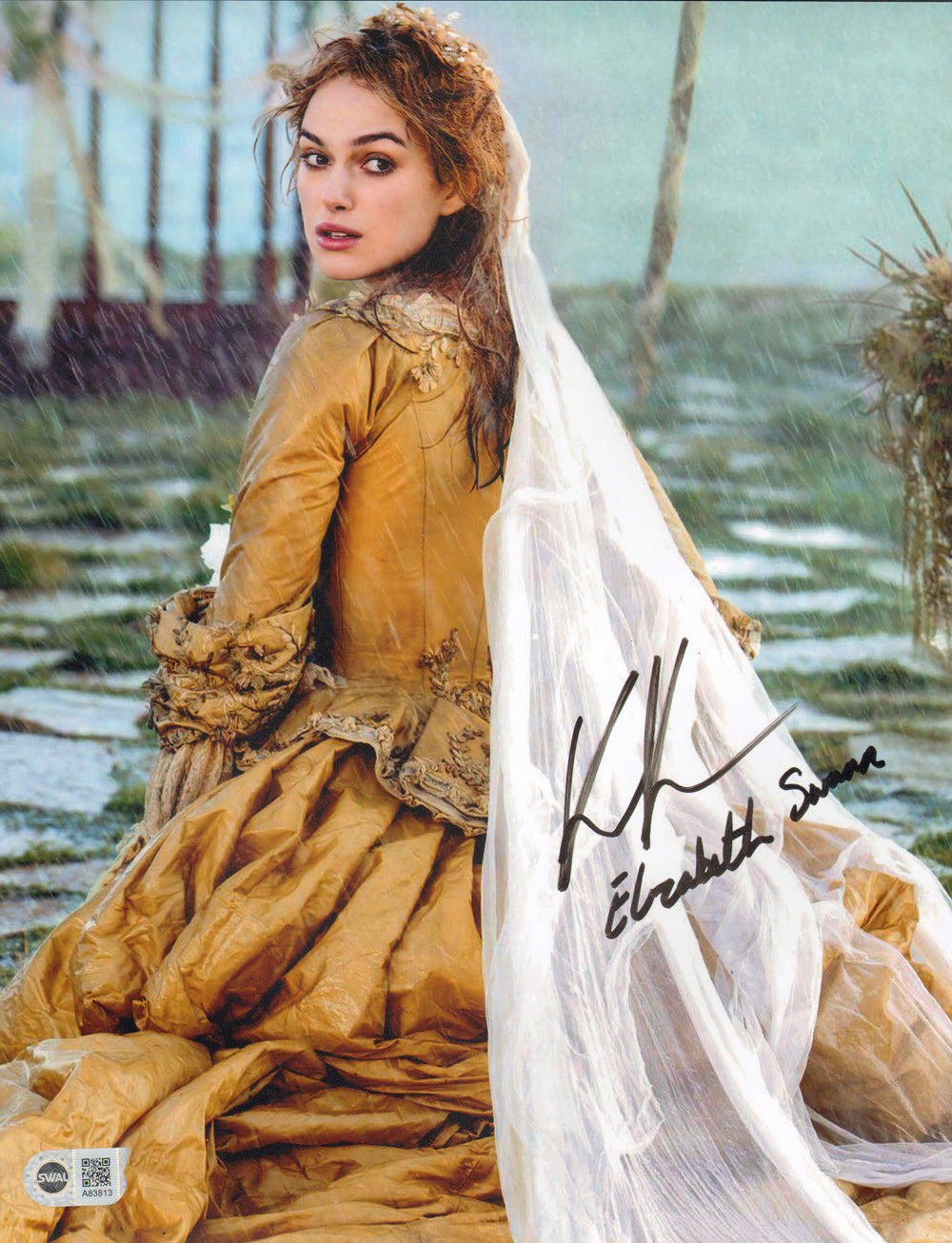 Keira Knightley as Elizabeth Swann in Pirates of the Caribbean: Dead Man's Chest (SWAU) Signed 11x14 Photo with Character Name