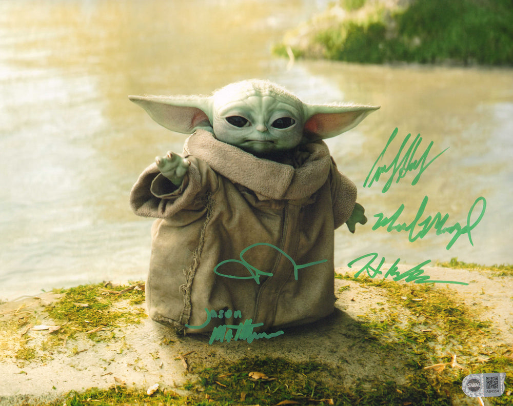 Star Wars: The Mandalorian Baby Yoda Grogu (SWAU) 11x14 Photo Signed by John Rosengrant, Trevor Hensley, Jason Matthews, Mike Manzel, & Hiroshi (Kan) Kieuchi