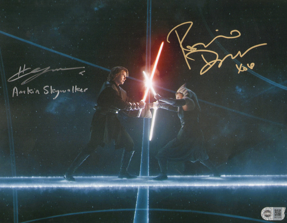 Hayden Christensen as Anakin Skywalker vs. Rosario Dawson as Ahsoka Tano in Star Wars: Ahsoka (SWAU) Signed 11x14 Photo with Character Name