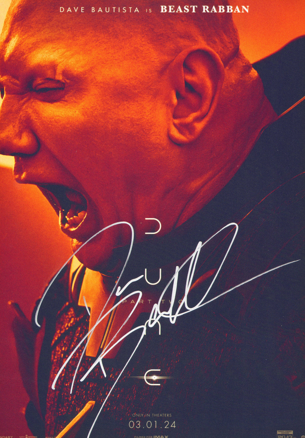 Dave Bautista as Beast Rabban in Dune: Part Two Signed 8x12 Mini Poster
