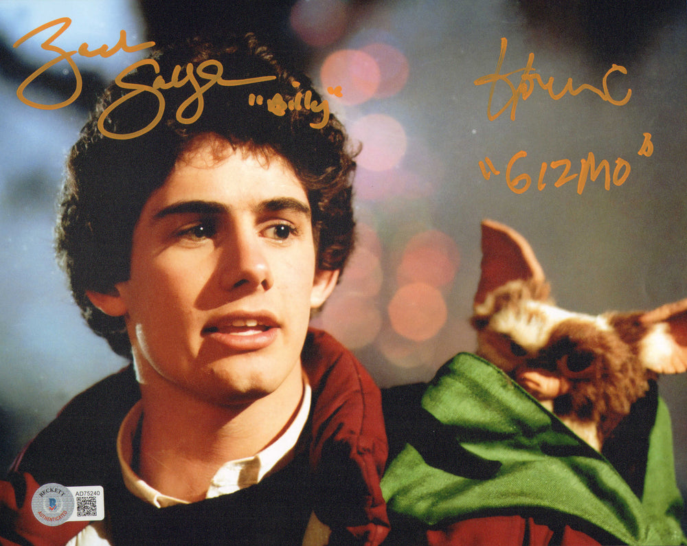 Zach Galligan as Billy Peltzer & Howie Mandel as Gizmo in Gremlins (Beckett) Signed 8x10 Photo