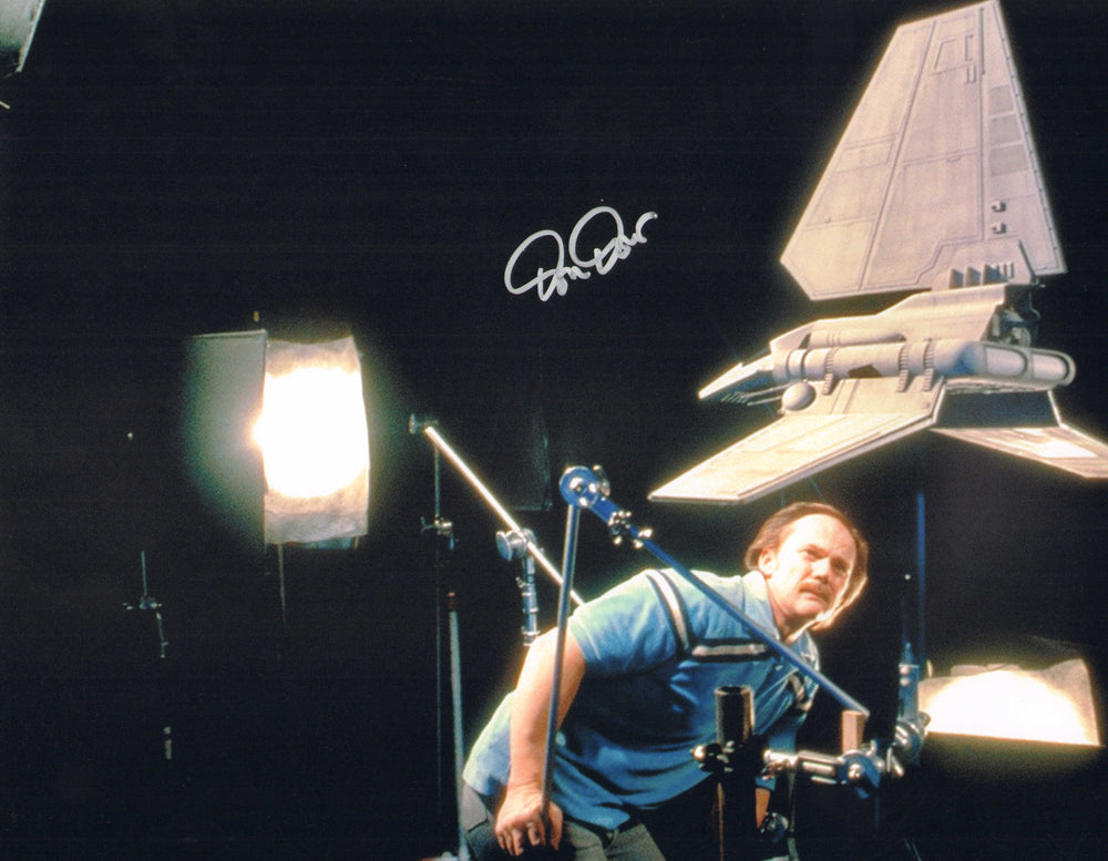 Don Dow with Imperial Shuttle Model Behind the Scenes of Star Wars: The Empire Strikes Back Signed 11x14 Photo