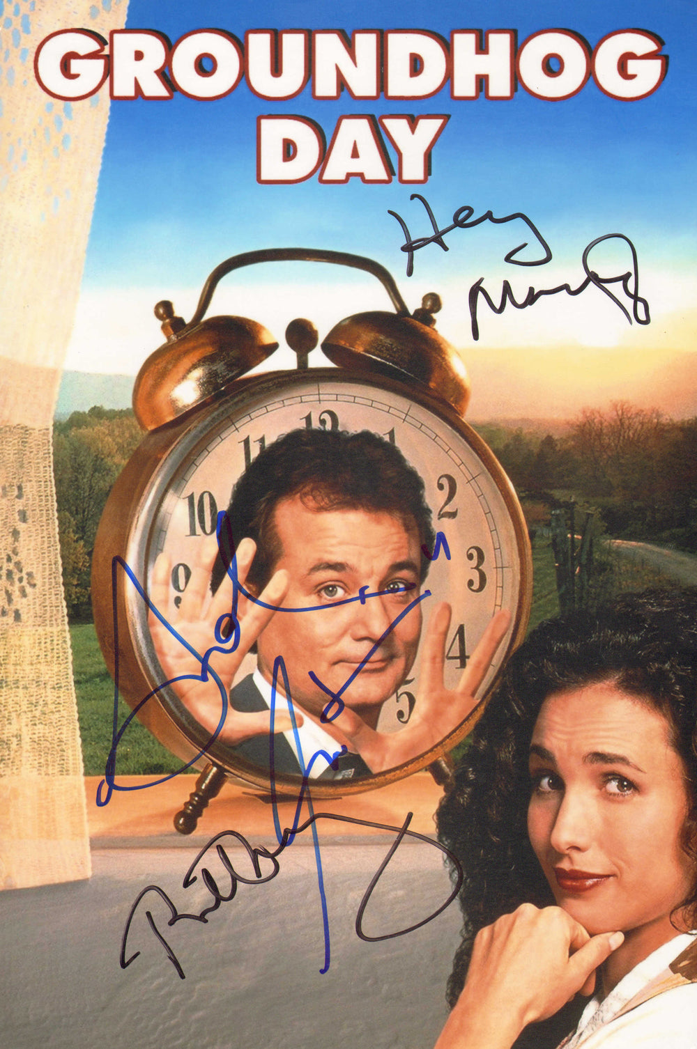 Bill Murray as Phil Connors & Andie MacDowell as Rita Hanson in Groundhog Day Signed 8x12 Photo