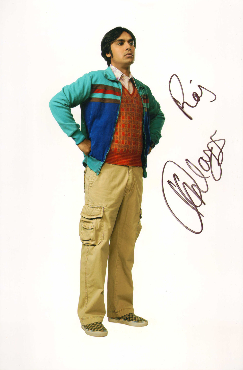 Kunal Nayyar as Raj Koothrappali in The Big Bang Theory Signed 8x12 Photo with Character Name