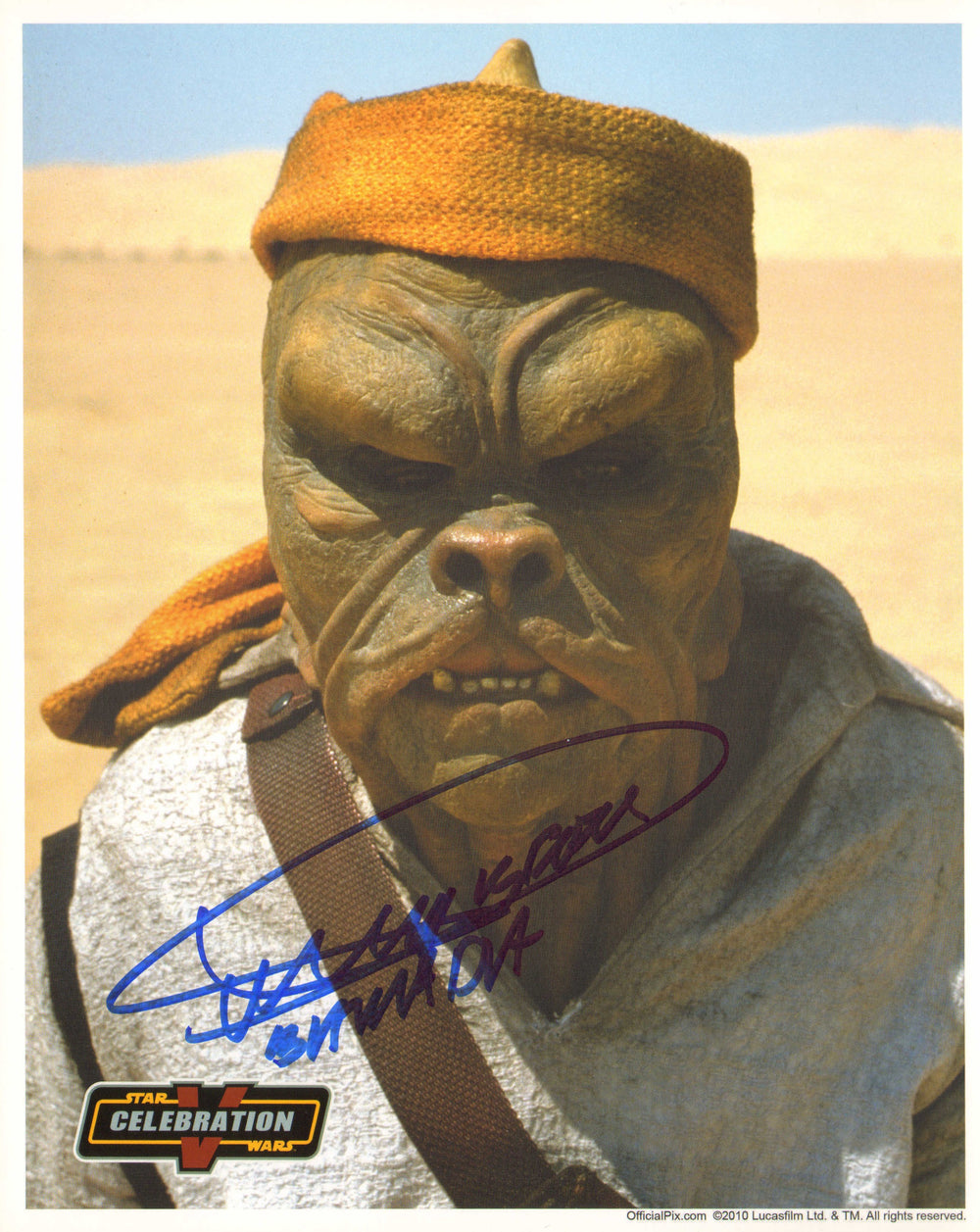 Dickey Beer as Barada in Star Wars: Return of the Jedi Signed (Official Pix Celebration V) 8x10 Photo with Character Name