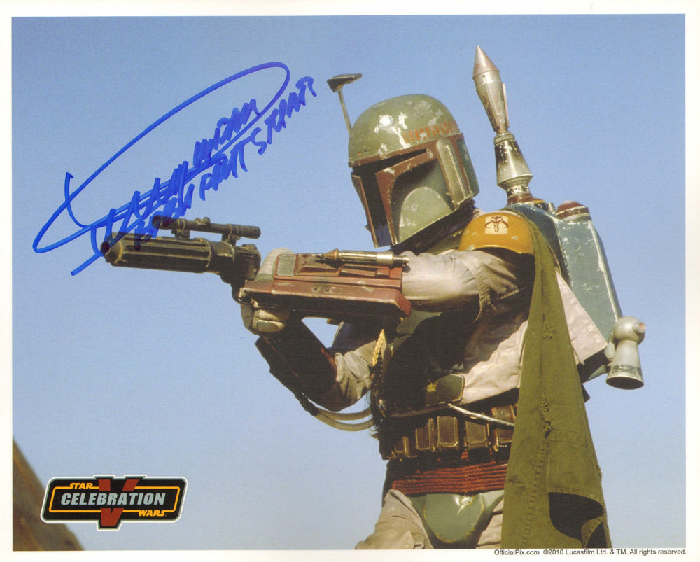 Dickey Beer as Boba Fett in Star Wars: Return of the Jedi (Official Pix Celebration V) Signed 8x10 Photo with Character Name