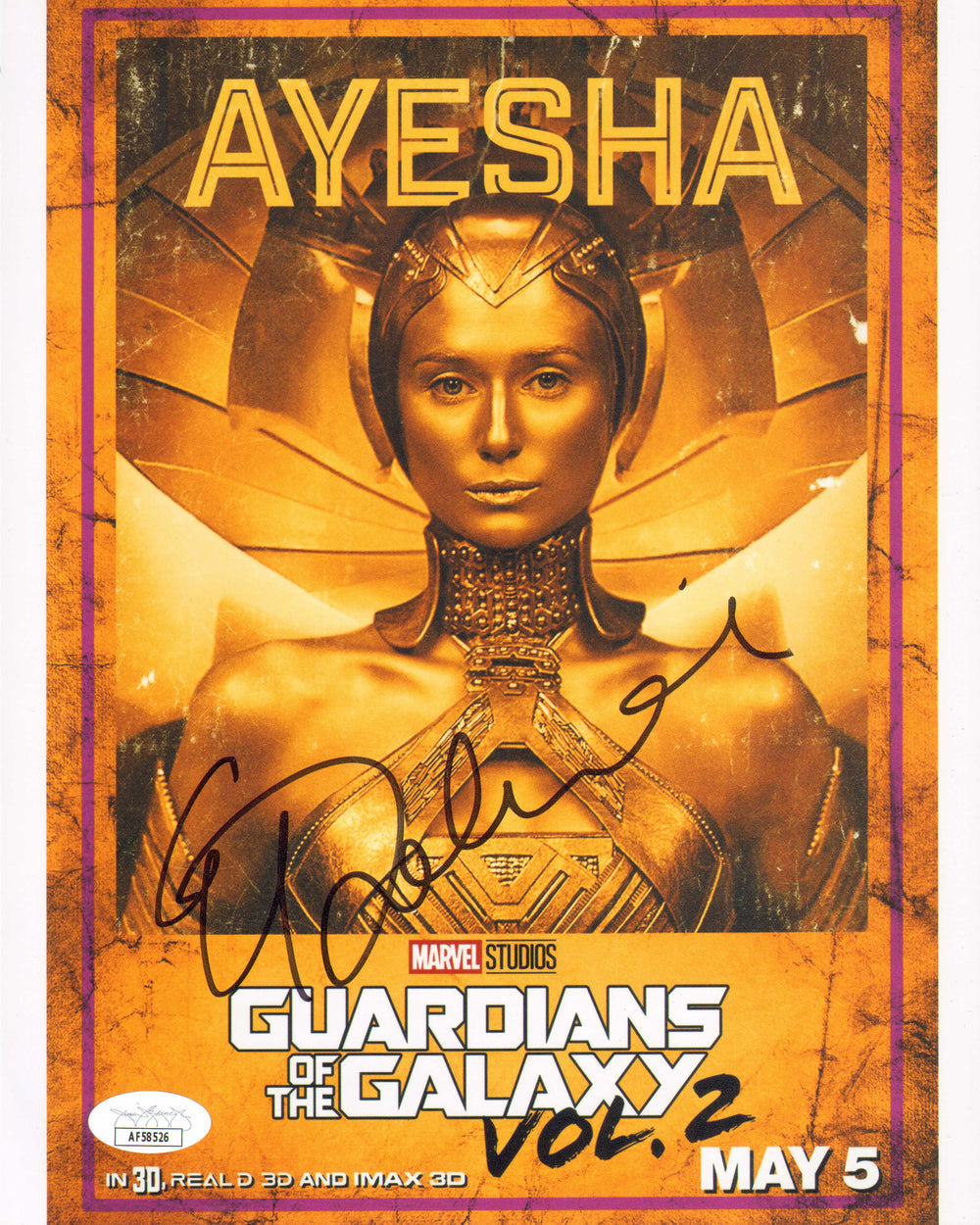 Elizabeth Debicki as Ayesha in Guardians of the Galaxy Vol. 2 (JSA) Signed 8x10 Mini Poster
