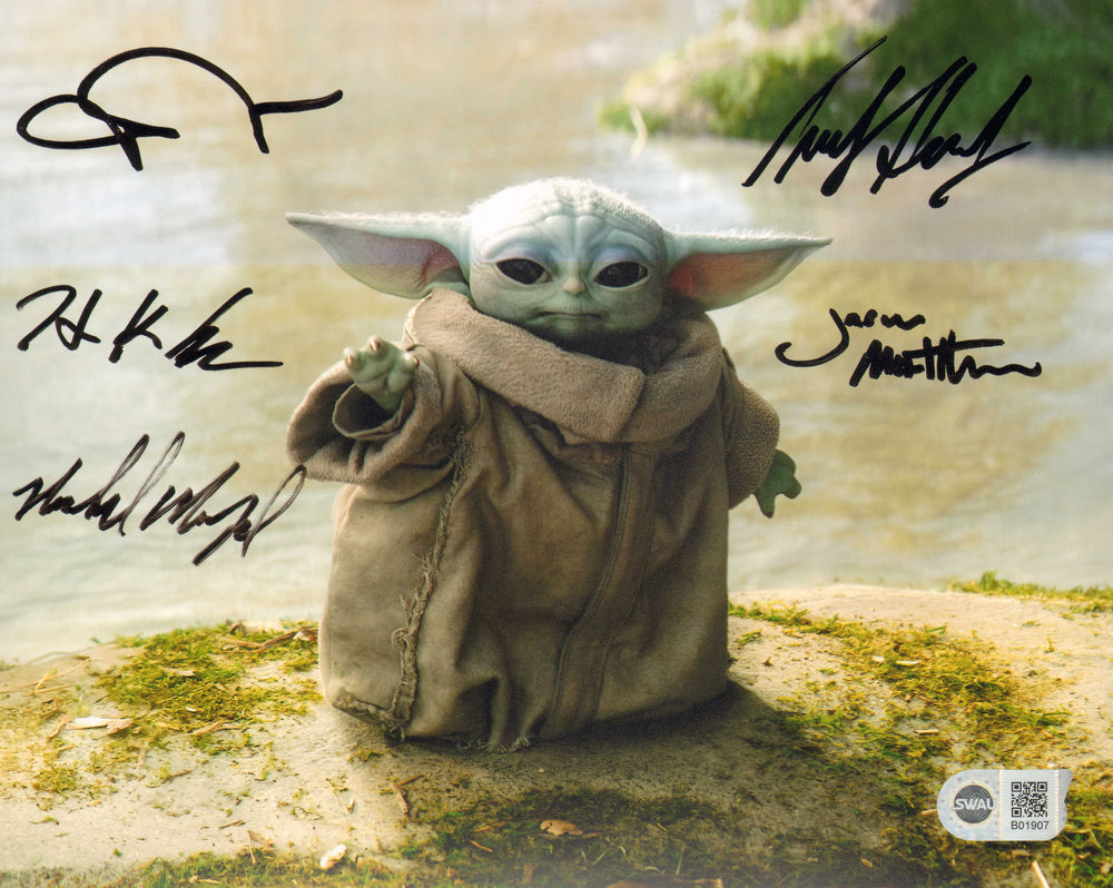 Star Wars: The Mandalorian Baby Yoda Grogu (SWAU) 8x10 Photo Signed by John Rosengrant, Trevor Hensley, Jason Matthews, Mike Manzel, & Hiroshi (Kan) Kieuchi