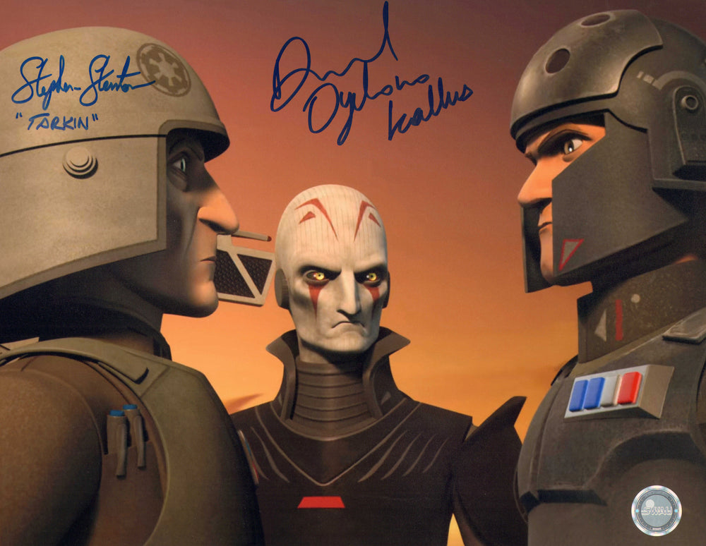 Stephen Stanton as Grand Moff Tarkin & David Oyelowo as Alexsandr Kallus in Star Wars: Rebels (SWAU) Signed 11x14 Photo with Character Names