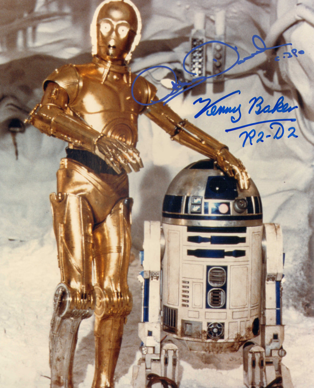 Anthony Daniels as C-3PO & Kenny Baker as R2-D2 in Star Wars: A New Hope Signed 8x10 Photo with Character Names