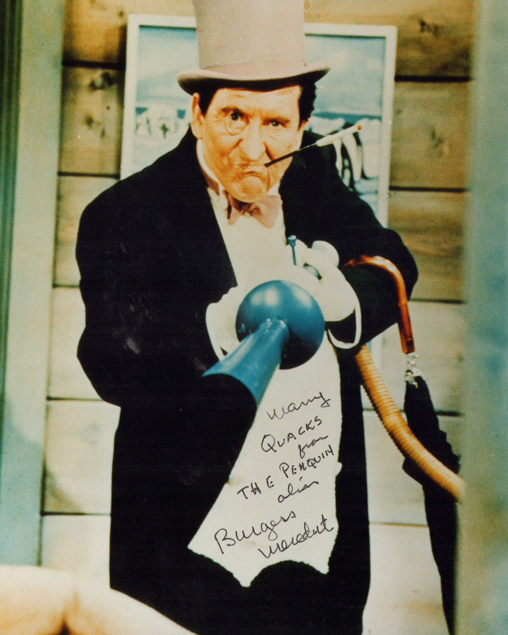 Burgess Meredith as The Penguin in Batman 1966 (SWAU) Signed 8x10 Photo with Character Name & Quote